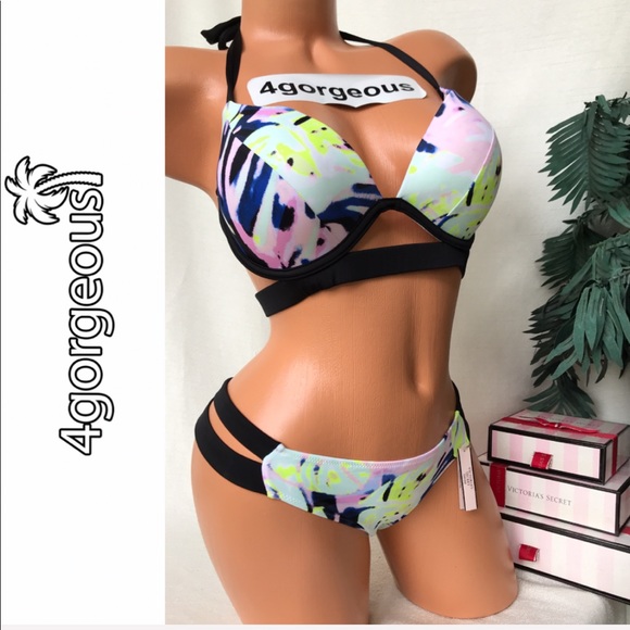 VS 34a,32c/S BANDED PUSH UP BIKINI SET PALM ITSY